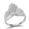 14kt White Gold Women's Round Diamond Oval Marquise-shape Cluster Ring 1/8 Cttw - FREE Shipping (US/CAN)-Gold & Diamond Cluster Rings-5-JadeMoghul Inc.