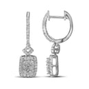 14kt White Gold Women's Round Diamond Rectangle Dangle Earrings 7-8 Cttw - FREE Shipping (US/CAN)-Gold & Diamond Earrings-JadeMoghul Inc.