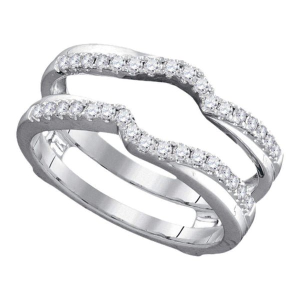 14kt White Gold Women's Round Diamond Ring Guard Wrap Ring Guard Enhancer 1/3 Cttw - FREE Shipping (US/CAN)-Gold & Diamond Wedding Jewelry-6-JadeMoghul Inc.