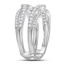 14kt White Gold Women's Round Diamond Ring Guard Wrap Ring Guard Enhancer 5/8 Cttw - FREE Shipping (US/CAN)-Gold & Diamond Wedding Jewelry-6-JadeMoghul Inc.