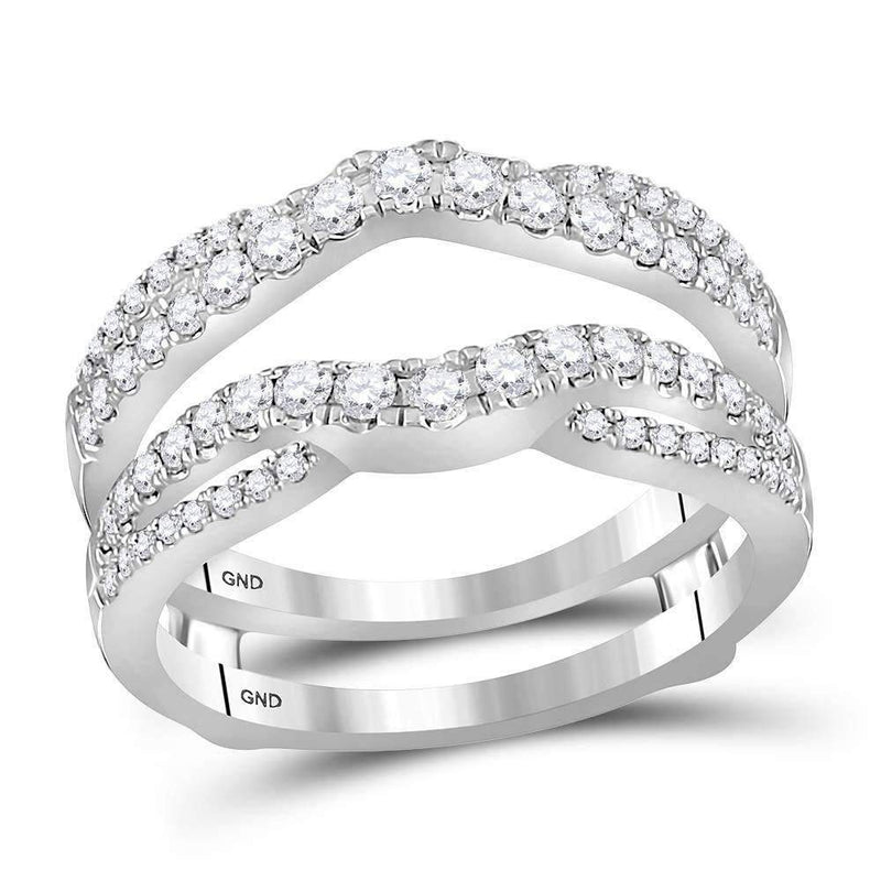 14kt White Gold Women's Round Diamond Ring Guard Wrap Ring Guard Enhancer 5/8 Cttw - FREE Shipping (US/CAN)-Gold & Diamond Wedding Jewelry-6-JadeMoghul Inc.