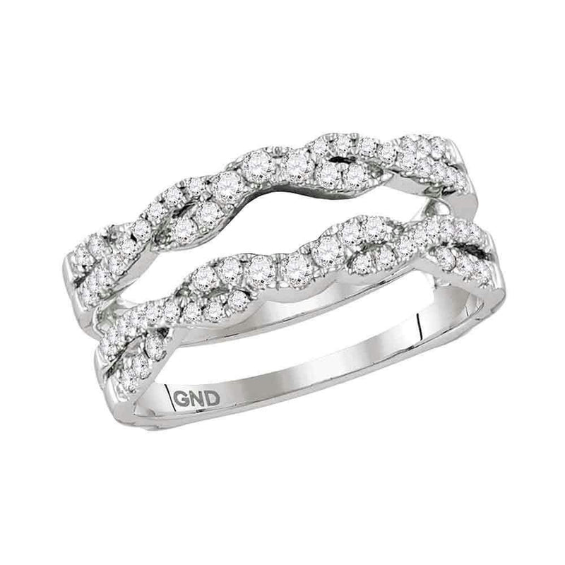 14kt White Gold Women's Round Diamond Ring Guard Wrap Solitaire Enhancer 1/2 Cttw - FREE Shipping (US/CAN)-Gold & Diamond Wedding Jewelry-5-JadeMoghul Inc.