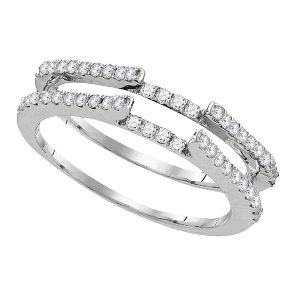 14kt White Gold Women's Round Diamond Ring Guard Wrap Solitaire Enhancer 1/2 Cttw - FREE Shipping (US/CAN)-Gold & Diamond Wedding Jewelry-7.5-JadeMoghul Inc.
