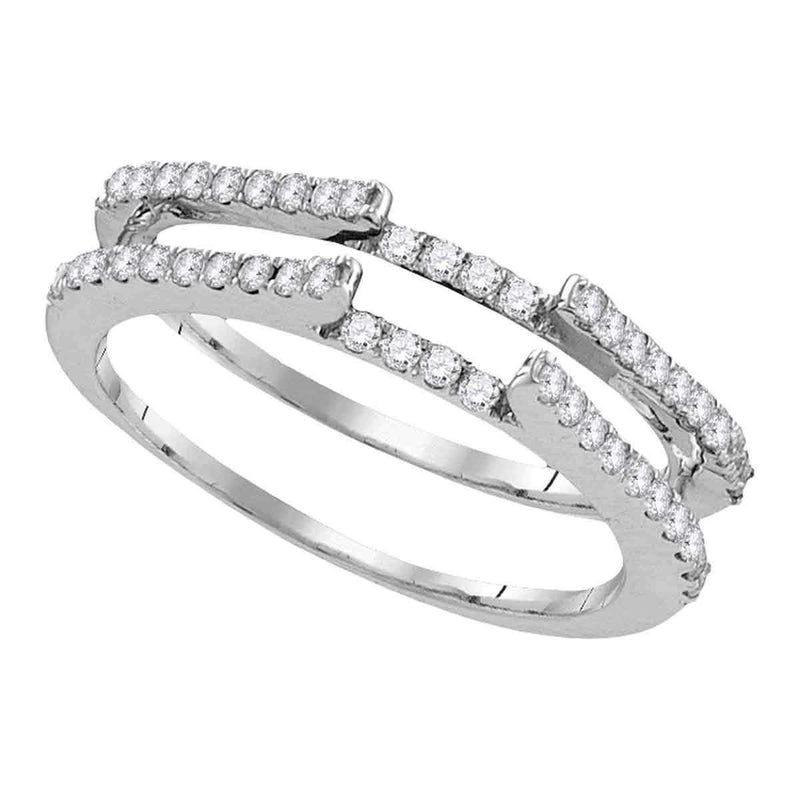 14kt White Gold Women's Round Diamond Ring Guard Wrap Solitaire Enhancer 1/2 Cttw - FREE Shipping (US/CAN)-Gold & Diamond Wedding Jewelry-7.5-JadeMoghul Inc.