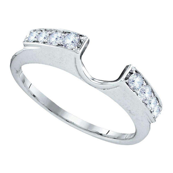 14kt White Gold Women's Round Diamond Ring Guard Wrap Solitaire Enhancer 1/4 Cttw - FREE Shipping (US/CAN)-Gold & Diamond Wedding Jewelry-5-JadeMoghul Inc.