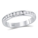 14kt White Gold Womens Round Diamond Single Row Channel-set Wedding Band 1-3 Cttw-Gold & Diamond Wedding Jewelry-JadeMoghul Inc.