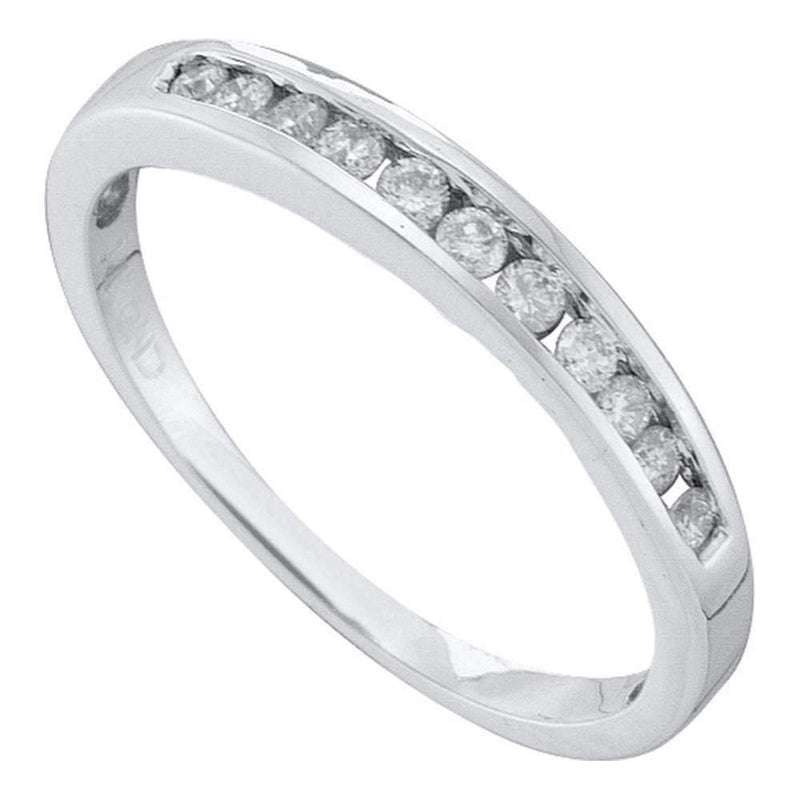 14kt White Gold Women's Round Diamond Single Row Fashion Band Ring 1/4 Cttw - FREE Shipping (US/CAN)-Rings And Bands-5-JadeMoghul Inc.