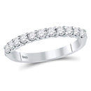 14kt White Gold Womens Round Diamond Single Row Machine-set Wedding Band 1-2 Cttw-Gold & Diamond Wedding Jewelry-JadeMoghul Inc.