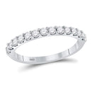 14kt White Gold Womens Round Diamond Single Row Wedding Band 1-2 Cttw-Gold & Diamond Wedding Jewelry-JadeMoghul Inc.