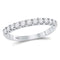 14kt White Gold Womens Round Diamond Single Row Wedding Band 1-2 Cttw-Gold & Diamond Wedding Jewelry-JadeMoghul Inc.