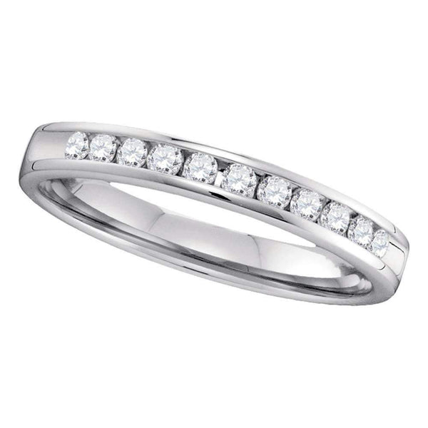 14kt White Gold Women's Round Diamond Slender 2.5mm Wedding Band 1/4 Cttw - FREE Shipping (US/CAN)-Gold & Diamond Wedding Jewelry-9.5-JadeMoghul Inc.