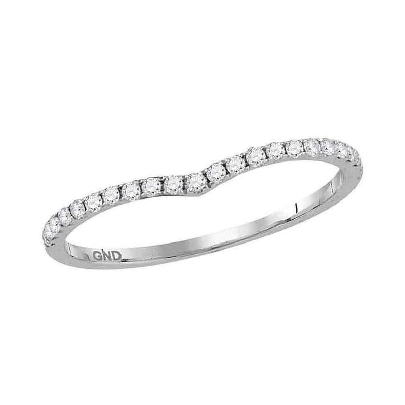14kt White Gold Women's Round Diamond Slender Chevron Stackable Band Ring 1-3 Cttw - FREE Shipping (US/CAN)-Rings And Bands-JadeMoghul Inc.