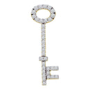 14kt White Gold Women's Round Diamond Slender Oval Key Pendant 1-2 Cttw - FREE Shipping (US/CAN)-Gold & Diamond Pendants & Necklaces-JadeMoghul Inc.