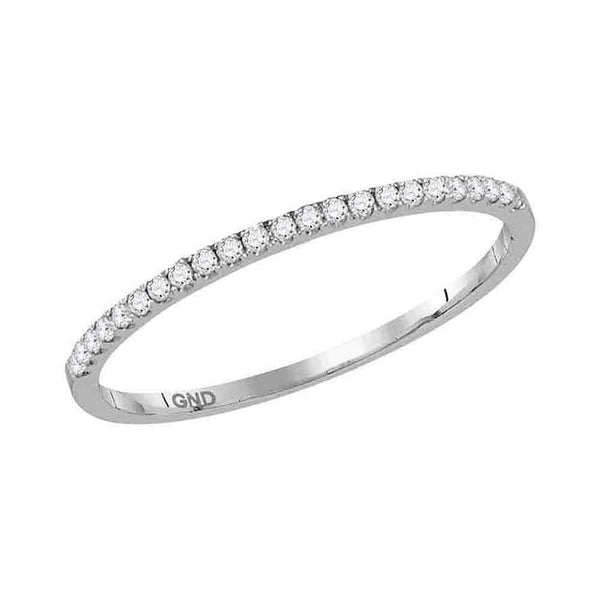 14kt White Gold Women's Round Diamond Slender Stackable Band Ring 1-8 Cttw - FREE Shipping (US/CAN)-Gold & Diamond Rings-JadeMoghul Inc.