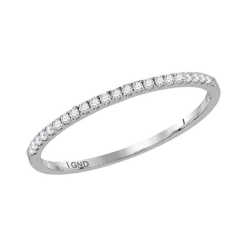 14kt White Gold Women's Round Diamond Slender Stackable Band Ring 1-8 Cttw - FREE Shipping (US/CAN)-Gold & Diamond Rings-JadeMoghul Inc.