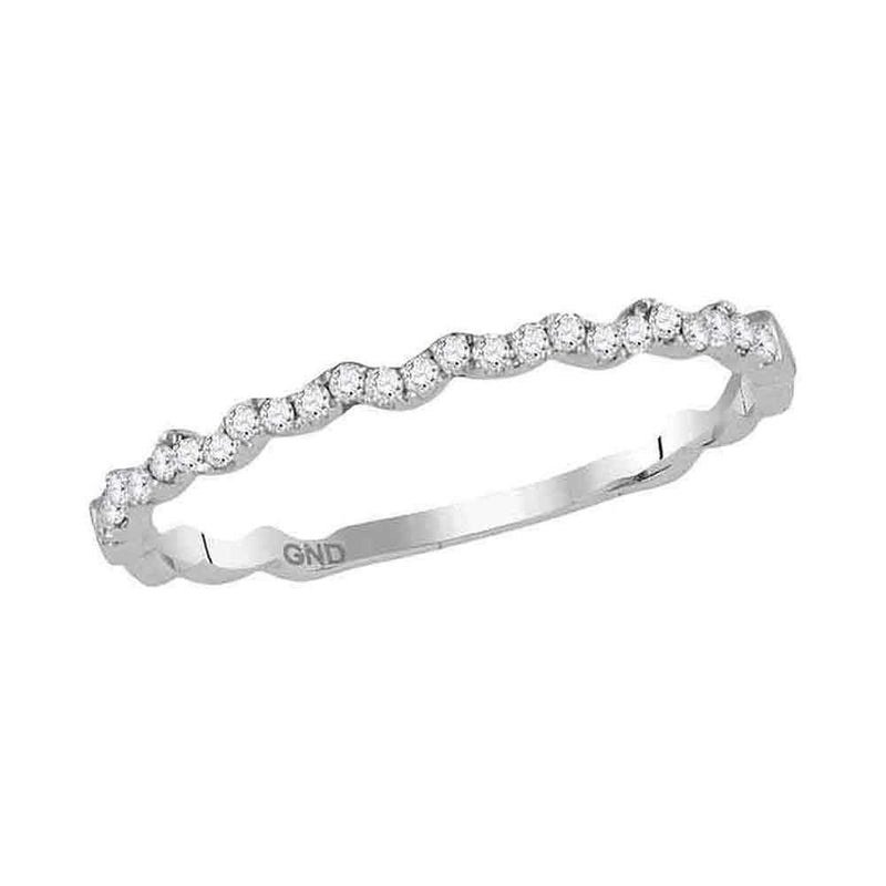 14kt White Gold Women's Round Diamond Slender Stackable Band Ring 1-8 Cttw - FREE Shipping (US/CAN)-Rings And Bands-JadeMoghul Inc.