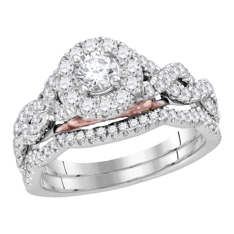 14kt White Gold Women's Round Diamond Solitaire Bellissimo Bridal Wedding Ring Set 1.00 Cttw - FREE Shipping (US/CAN)-Gold & Diamond Wedding Ring Sets-5-JadeMoghul Inc.