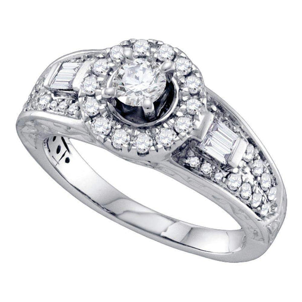 14kt White Gold Women's Round Diamond Solitaire Bridal Wedding Engagement Ring 1.00 Cttw - FREE Shipping (USA/CAN)-Gold & Diamond Engagement & Anniversary Rings-5-JadeMoghul Inc.