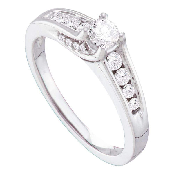 14kt White Gold Women's Round Diamond Solitaire Bridal Wedding Engagement Ring 1/2 Cttw - FREE Shipping (USA/CAN)-Gold & Diamond Engagement & Anniversary Rings-5-JadeMoghul Inc.