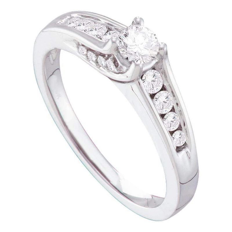 14kt White Gold Women's Round Diamond Solitaire Bridal Wedding Engagement Ring 1/2 Cttw - FREE Shipping (USA/CAN)-Gold & Diamond Engagement & Anniversary Rings-5-JadeMoghul Inc.