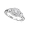 14kt White Gold Women's Round Diamond Solitaire Double Halo Bridal Wedding Engagement Ring 1/2 Cttw - FREE Shipping (US/CAN)-Gold & Diamond Engagement & Anniversary Rings-5-JadeMoghul Inc.