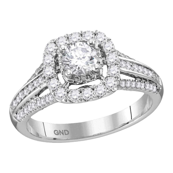 14kt White Gold Women's Round Diamond Solitaire Halo Bridal Wedding Engagement Ring 1.00 Cttw - FREE Shipping (USA/CAN)-Gold & Diamond Engagement & Anniversary Rings-JadeMoghul Inc.