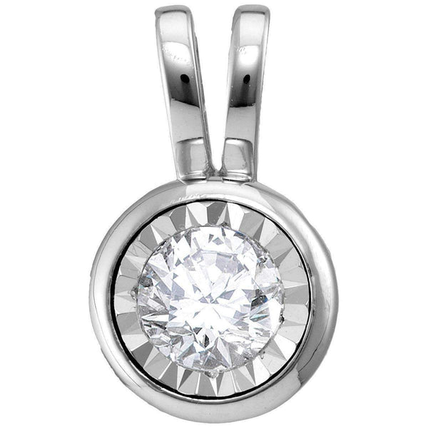 14kt White Gold Women's Round Diamond Solitaire Pendant 1-2 Cttw - FREE Shipping (US/CAN)-Gold & Diamond Pendants & Necklaces-JadeMoghul Inc.