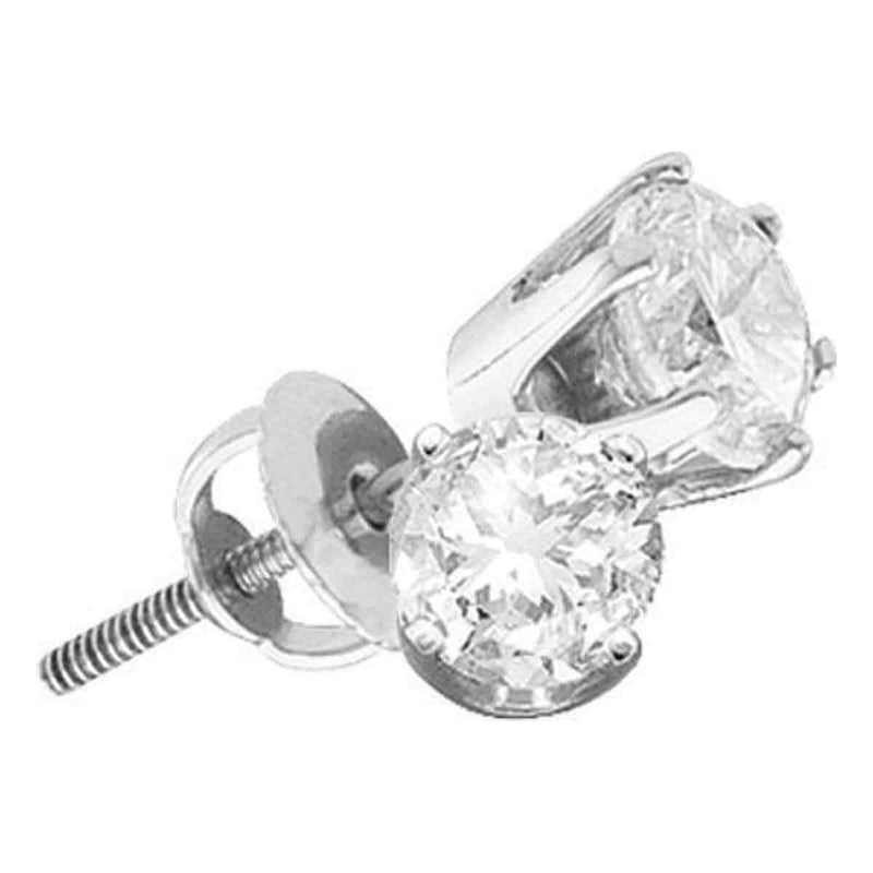 14kt White Gold Women's Round Diamond Solitaire SI3 GH Screwback Stud Earrings 1-2 Cttw - FREE Shipping (US/CAN)-Gold & Diamond Earrings-JadeMoghul Inc.