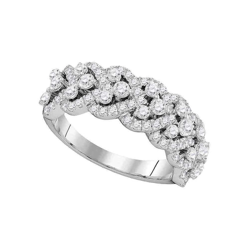 14kt White Gold Women's Round Diamond Spade-shape Band Ring 1-1/3 Cttw - FREE Shipping (US/CAN)-Gold & Diamond Bands-6-JadeMoghul Inc.