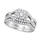 14kt White Gold Women's Round Diamond Split-shank Bridal Wedding Engagement Ring Band Set 1.00 Cttw - FREE Shipping (US/CAN)-Gold & Diamond Wedding Ring Sets-5-JadeMoghul Inc.