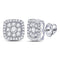 14kt White Gold Womens Round Diamond Square Cluster Earrings 1.00 Cttw-Gold & Diamond Earrings-JadeMoghul Inc.