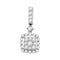 14kt White Gold Women's Round Diamond Square Cluster Pendant 1-2 Cttw - FREE Shipping (US/CAN)-Gold & Diamond Pendants & Necklaces-JadeMoghul Inc.