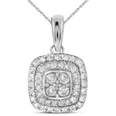 14kt White Gold Women's Round Diamond Square Cluster Pendant 1-3 Cttw - FREE Shipping (US/CAN)-Gold & Diamond Pendants & Necklaces-JadeMoghul Inc.