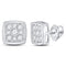 14kt White Gold Womens Round Diamond Square Cluster Stud Earrings 1-2 Cttw-Gold & Diamond Earrings-JadeMoghul Inc.