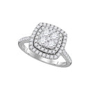 14kt White Gold Women's Round Diamond Square Double Halo Cluster Ring 1.00 Cttw - FREE Shipping (US/CAN)-Gold & Diamond Cluster Rings-6-JadeMoghul Inc.