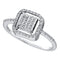 14kt White Gold Women's Round Diamond Square Frame Cluster Slender Ring 1-6 Cttw - FREE Shipping (USA/CAN)-Gold & Diamond Cluster Rings-JadeMoghul Inc.