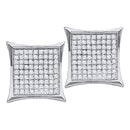 14kt White Gold Women's Round Diamond Square Kite Cluster Stud Earrings 1-10 Cttw - FREE Shipping (USA/CAN)-Gold & Diamond Earrings-JadeMoghul Inc.