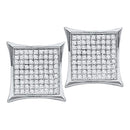 14kt White Gold Women's Round Diamond Square Kite Cluster Stud Earrings 1-20 Cttw - FREE Shipping (USA/CAN)-Gold & Diamond Earrings-JadeMoghul Inc.