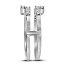 14kt White Gold Women's Round Diamond Square Wrap Ring Guard Enhancer Wedding Band 1/2 Cttw - FREE Shipping (US/CAN)-Wedding Jewelry-5-JadeMoghul Inc.