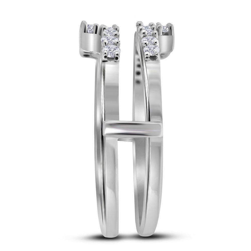 14kt White Gold Women's Round Diamond Square Wrap Ring Guard Enhancer Wedding Band 1/2 Cttw - FREE Shipping (US/CAN)-Wedding Jewelry-5-JadeMoghul Inc.