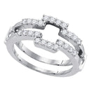 14kt White Gold Women's Round Diamond Square Wrap Ring Guard Enhancer Wedding Band 1/2 Cttw - FREE Shipping (US/CAN)-Wedding Jewelry-5-JadeMoghul Inc.