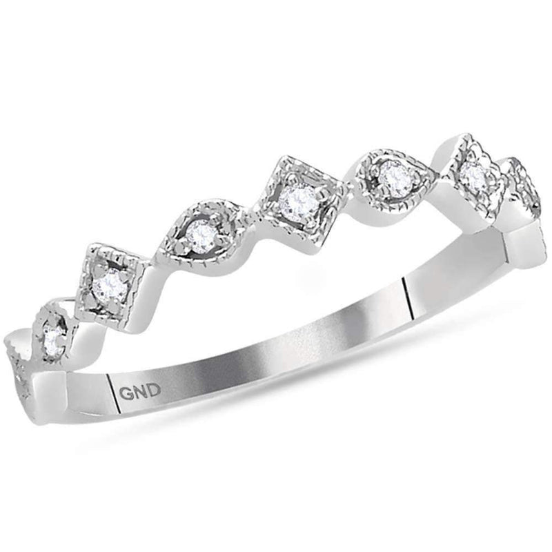 14kt White Gold Women's Round Diamond Squares Stackable Band Ring 1-10 Cttw - FREE Shipping (US/CAN)-Rings And Bands-JadeMoghul Inc.