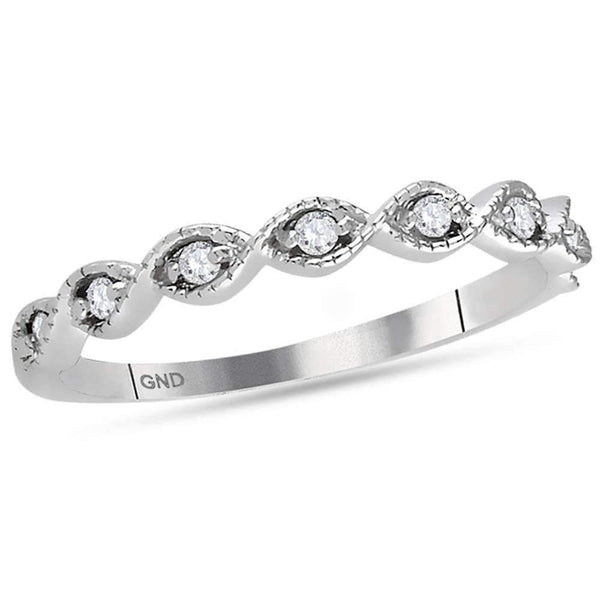 14kt White Gold Women's Round Diamond Stackable Band Ring 1-10 Cttw - FREE Shipping (US/CAN)-Gold & Diamond Rings-JadeMoghul Inc.
