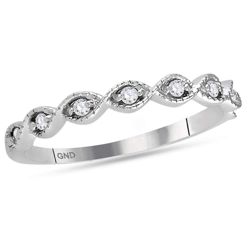 14kt White Gold Women's Round Diamond Stackable Band Ring 1-10 Cttw - FREE Shipping (US/CAN)-Gold & Diamond Rings-JadeMoghul Inc.