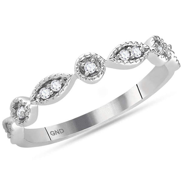 14kt White Gold Women's Round Diamond Stackable Band Ring 1-10 Cttw - FREE Shipping (US/CAN)-Gold & Diamond Rings-JadeMoghul Inc.