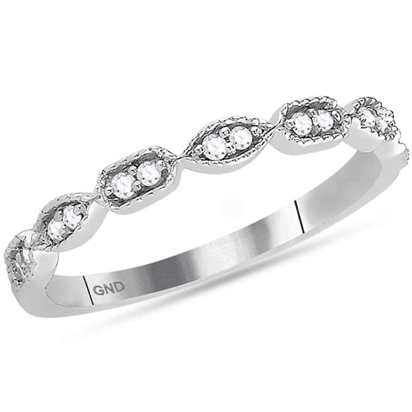 14kt White Gold Women's Round Diamond Stackable Band Ring 1-10 Cttw - FREE Shipping (US/CAN)-Gold & Diamond Rings-JadeMoghul Inc.