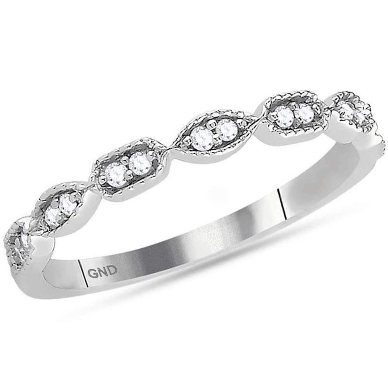 14kt White Gold Women's Round Diamond Stackable Band Ring 1-10 Cttw - FREE Shipping (US/CAN)-Gold & Diamond Rings-JadeMoghul Inc.