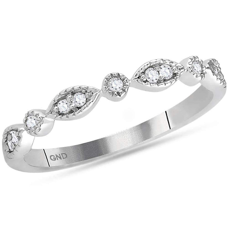 14kt White Gold Women's Round Diamond Stackable Band Ring 1-10 Cttw - FREE Shipping (US/CAN)-Rings And Bands-JadeMoghul Inc.