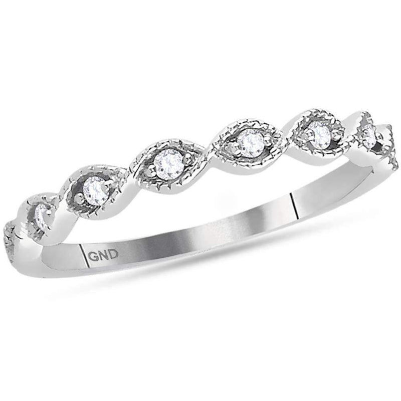 14kt White Gold Women's Round Diamond Stackable Band Ring 1-10 Cttw - FREE Shipping (US/CAN)-Rings And Bands-JadeMoghul Inc.