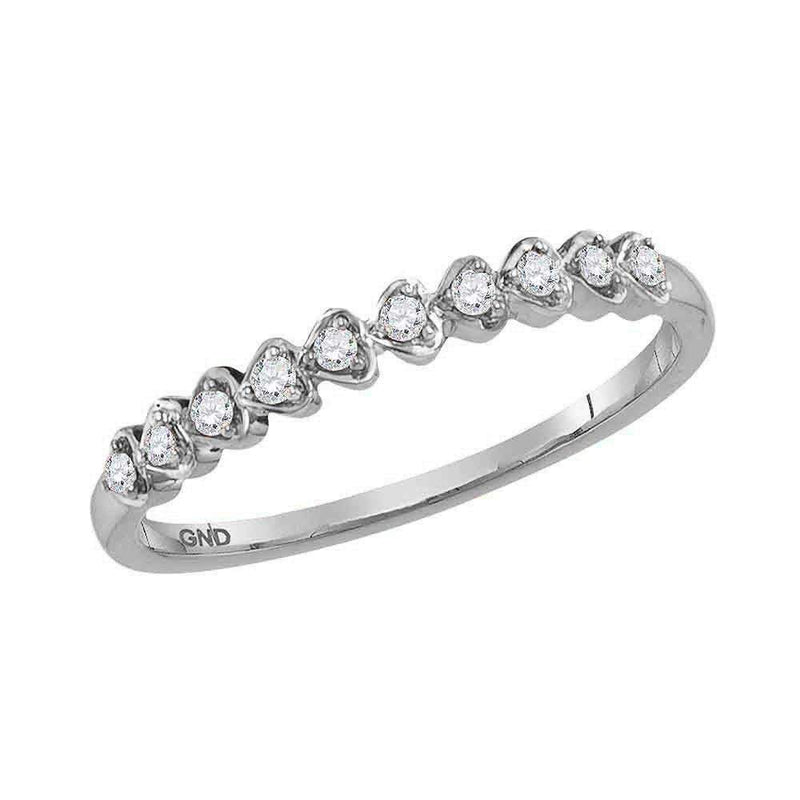 14kt White Gold Womens Round Diamond Stackable Band Ring 1-10 Cttw-Gold & Diamond Rings-JadeMoghul Inc.